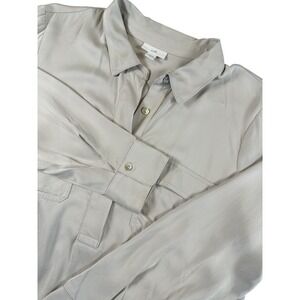J.‎ Jill Long Sleeve V-Neck Blouse Collared Women's Size Medium Cream/Taupe